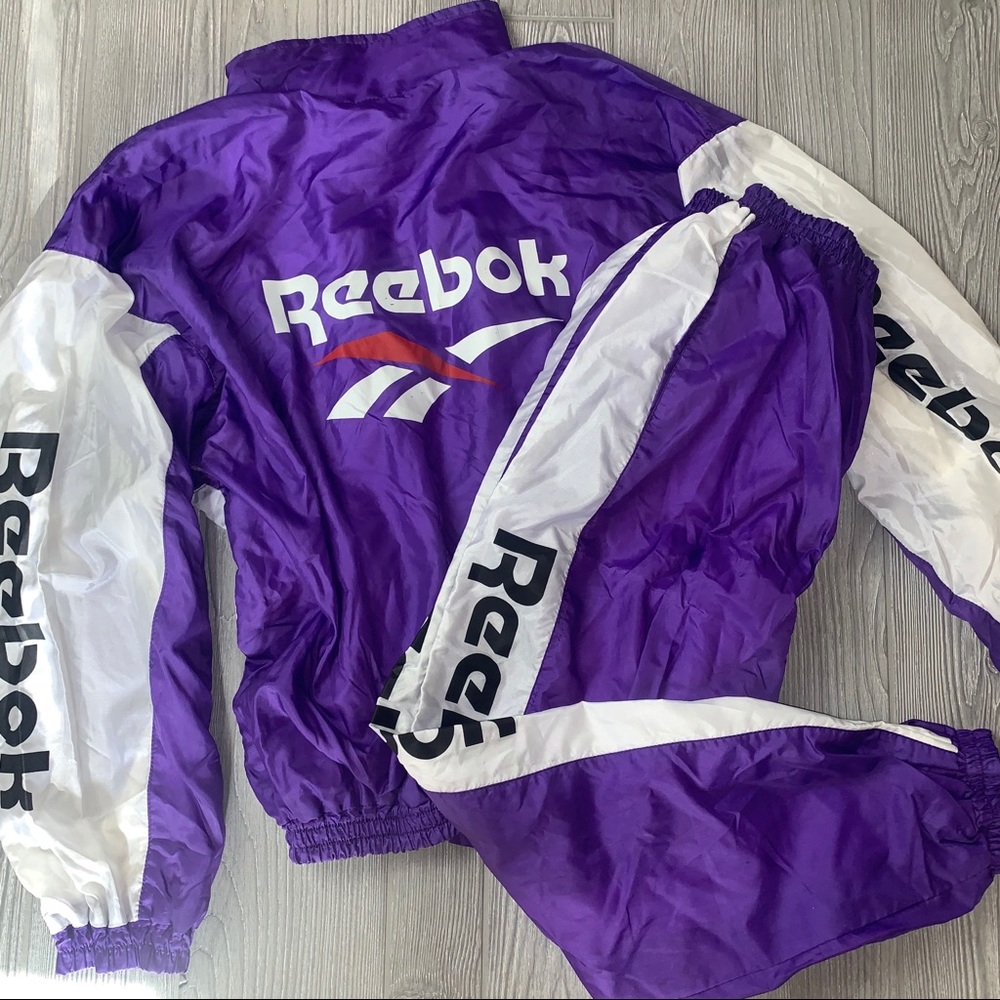 Vintage reebok spell out windbreaker track suit